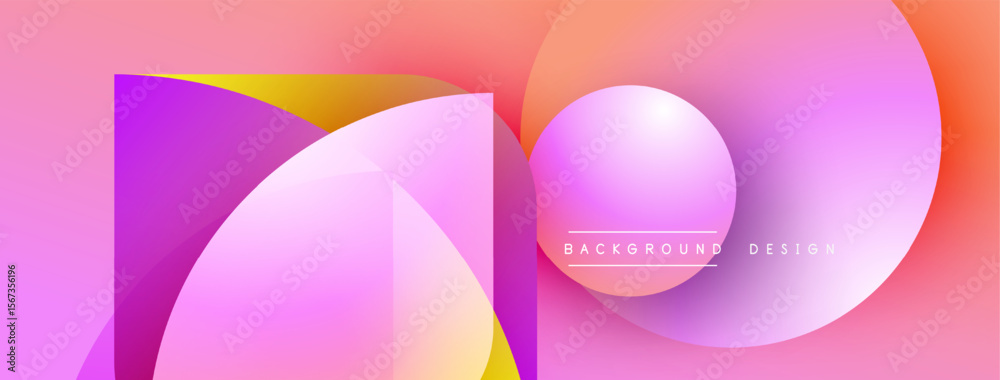 Fototapete abstract shapes overlap, creating vibrant pink, purple, orange gradients. modern design feels fluid,