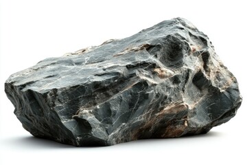 Obraz premium Large Grey Rock Isolated on White Background rock isolated grey stone boulder grey rock dark stone