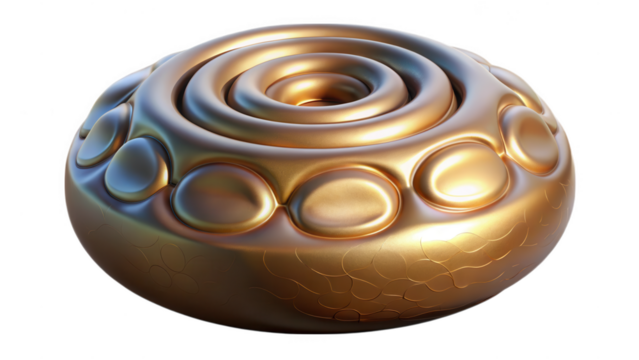 Elegant gold sculptural design on black background with intricate ornamental details