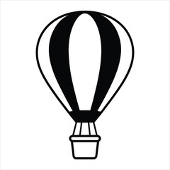 Obraz premium Striped Hot Air Balloon Illustration Black and White Vector Graphic