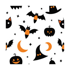 Seamless Halloween Pattern with Spooky Design Elements