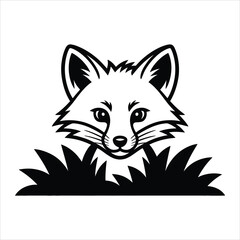 Obraz premium Vector Illustration of a Fox Peeking from the Grass