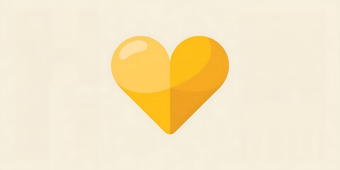 A single glossy yellow heart shape centered on a soft cream background