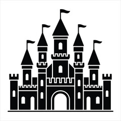 Fototapeta premium Majestic Black Castle Illustration Elegant Vector Design for Fairytale, Medieval, and Fantasy Projects