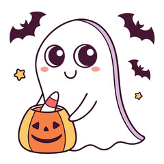 Vector Cute Halloween, Vampire Bat, Pumpkin & Boo Collection – Scary & Funny Illustration for Seasonal Projects