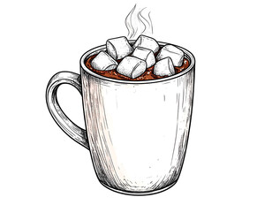 Hot Cocoa Illustration Marshmallows Mug