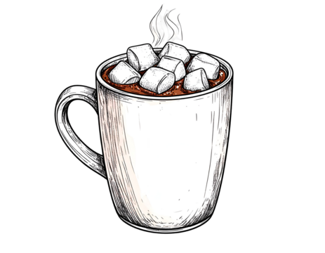 Hot Cocoa Illustration Marshmallows Mug
