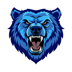 Fierce Blue Bear Head Mascot Vector | Aggressive Animal Logo for Sports Teams, Tattoo, Gaming, and Wildlife Illustration Design

