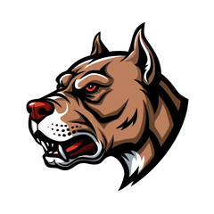 Aggressive Pit Bull Dog Head Mascot | Fierce Guard Dog Vector for Sports Logo, Security, Tattoo, and Animal Emblem Design

