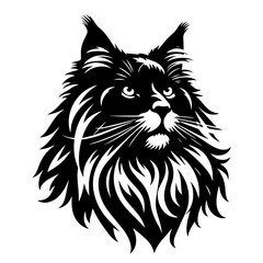 Black and white silhouette vector of a cheetahon white background