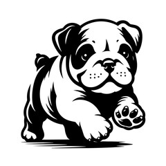 Black and white silhouette vector of a dog on white background