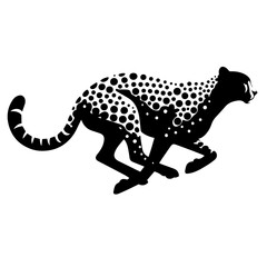 Black and white silhouette vector of a cheetahon white background