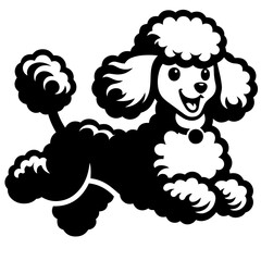 Black and white silhouette vector of a dog on white background