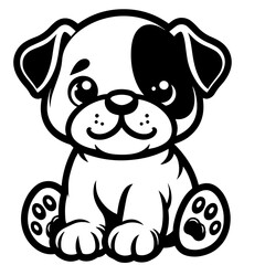 Black and white silhouette vector of a dog on white background