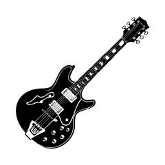 Black Electric Guitar Vector | Vintage Rock Music Instrument Clipart for Concert Posters, Band Logos, and Music-Themed Designs