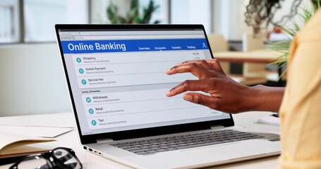 African American Woman Securely Managing Her Online Banking Accounts