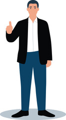 Man in suit giving thumbs up illustration vector art for business presentation and web design asset