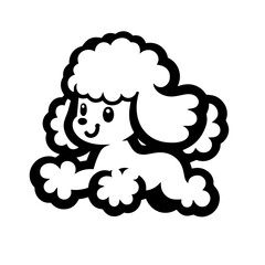 Black and white silhouette vector of a poodle on white background