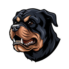 Rottweiler Dog Head Vector | Aggressive Guard Dog Illustration | Fierce Pet Mascot Clipart | Powerful Canine Logo Art for Security or Sports Design
