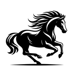 Black and white silhouette vector of a horse on white background