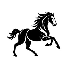 Black and white silhouette vector of a horse on white background
