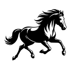Black and white silhouette vector of a horse on white background