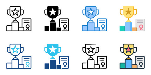 Fototapeta premium Achievement icon set multiple style collection 