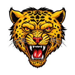 Roaring Leopard Head Vector | Fierce Jungle Cat Illustration | Angry Wild Predator Clipart | Spotted Beast Logo Art for Mascots and Branding