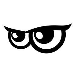 Black and white silhouette vector of a eyes on white background