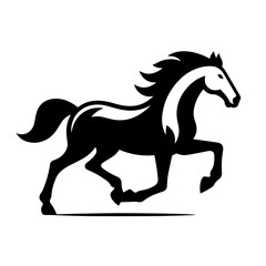 Black and white silhouette vector of a horse on white background