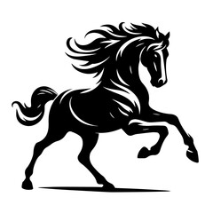 Black and white silhouette vector of a horse on white background