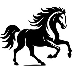 Black and white silhouette vector of a horse on white background