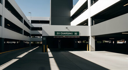 Ev Charging Station In Modern Multi Story Parking Garage Structure