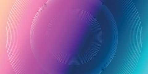 Abstract white geometric lines on colorful background. Modern white circle lines pattern. Futuristic technology concept. Suit for cover, poster, banner, brochure, header, website.
