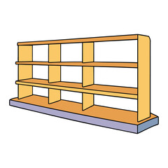 Empty wall-mounted exhibit shelves, perfect for displaying art, collectibles, or merchandise. Minimalist design highlights items while keeping the space clean and organized.
