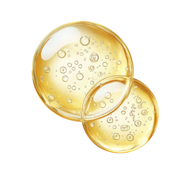 two yellow bubbles isolated on a transparent background