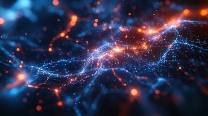 Fototapeta premium Abstract Technology Network Background with Glowing Lines and Dots abstract network technology dots