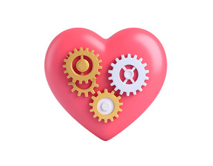 Pink Heart 3D Render Gears