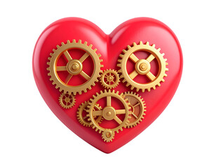 Red Heart Gear 3D Illustration
