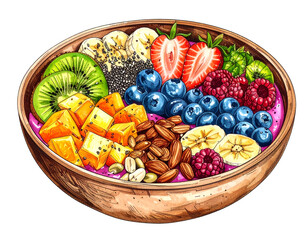 Vibrant Fruit Bowl Illustration