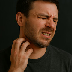 Obraz premium 피부가 가려워 긁고 있는 사람 이미지