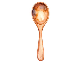 Wooden Spoon Watercolor Illustration