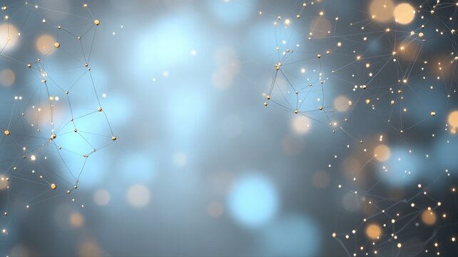 Abstract Network Connections Background with Golden Bokeh Lights network abstract background bokeh