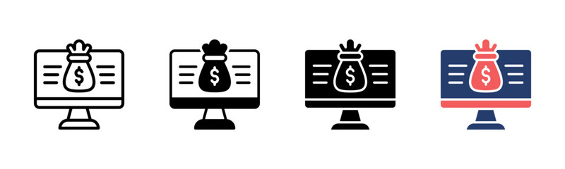 Online Earning icon sheet multiple style collection