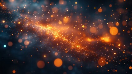 Obraz premium Abstract Flowing Golden Particles Background with Bokeh Effect abstract background particles bokeh