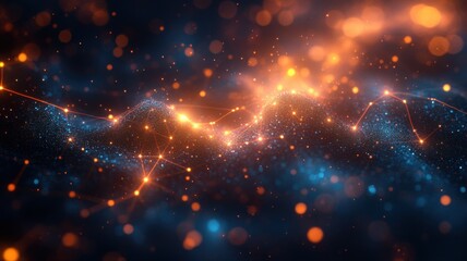 Fototapeta premium Abstract Technology Network Background with Glowing Particles technology network background glowing