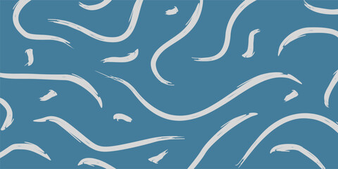 Abstract hand drawn blue background, seamless curved pattern with attractive shapes. Design for banner, poster, social media.