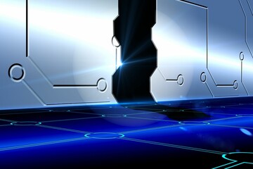 Obraz premium Doorway on technological background