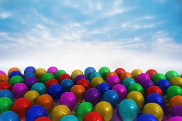 Many colourful balloons against sky