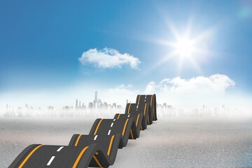 Bumpy road leading to city